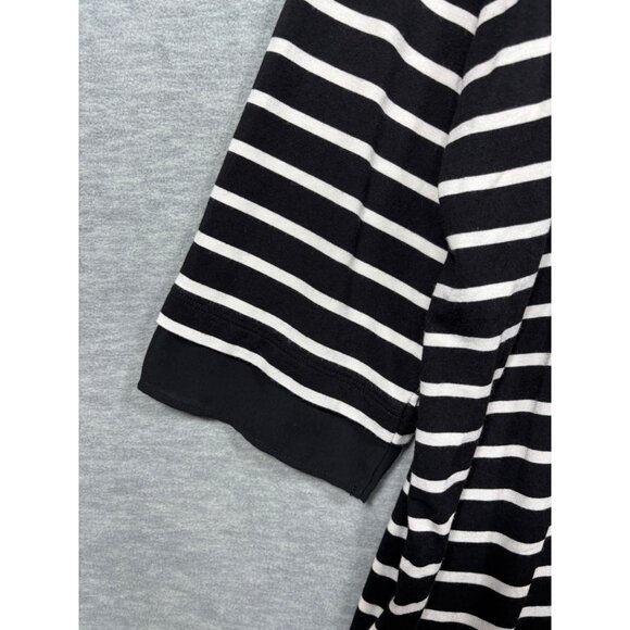 Weekends By Chicos Size 3 XL Striped Black White Tunic Top - Picture 3 of 6